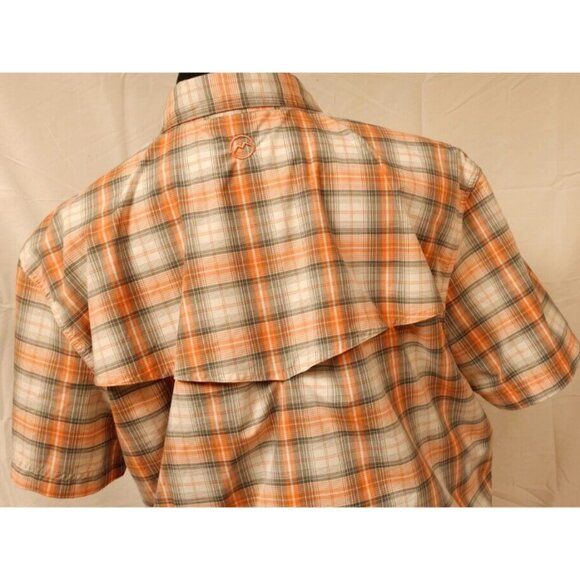 Magellan Fish Gear Mag Wick Mens Large Plaid Orange Metal Snap Vented Hike Shirt - Picture 8 of 12